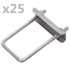 U Connector for Fence Post 60x40 mm 25 Sets Silver