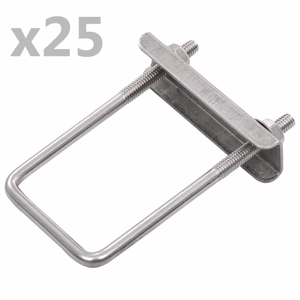 U Connector for Fence Post 60x40 mm 25 Sets Silver
