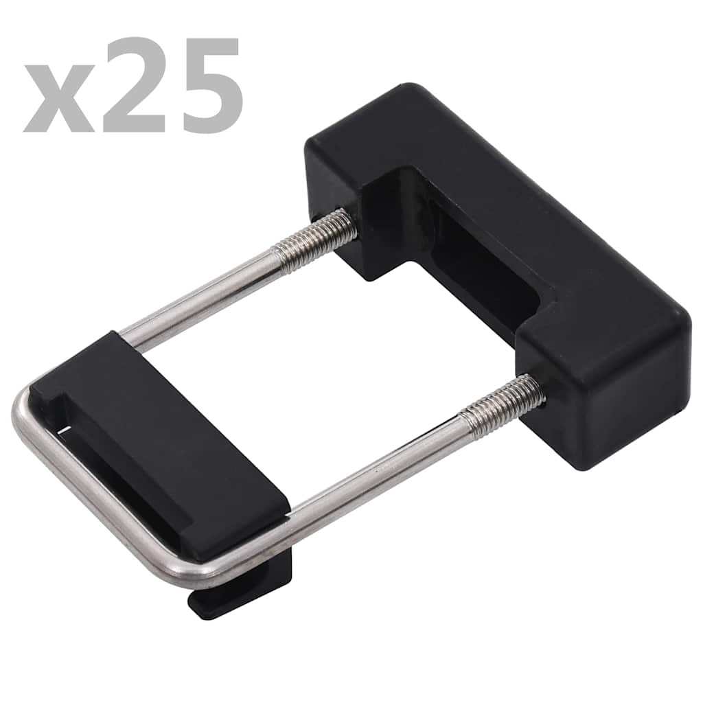 U Connector for Fence Post 60x40 mm 25 Sets Black and silver