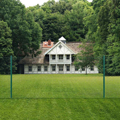 vidaXL Wire Mesh Fence with Posts Steel 25x0.5 m Green 2