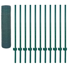 vidaXL Wire Mesh Fence with Posts Steel 25x0.5 m Green 3