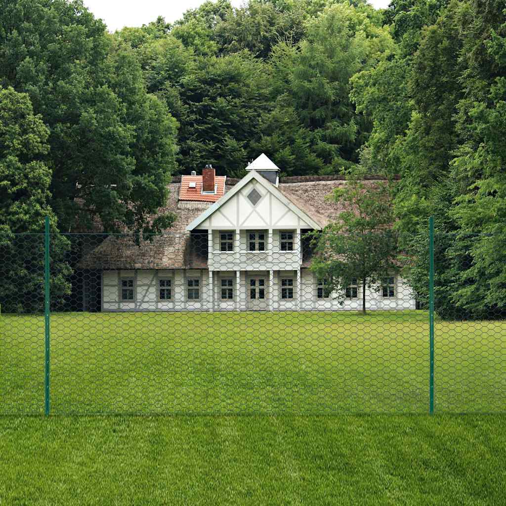 Wire Mesh Fence Posts Steel Green