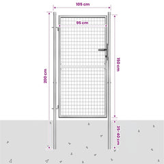Garden Gate Galvanised Steel Silver 105 cm 150 cm