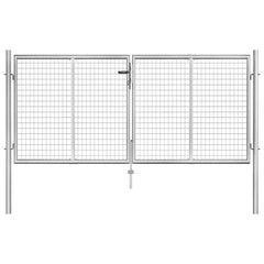 Garden Gate Galvanised Steel Silver 306 cm 100 cm