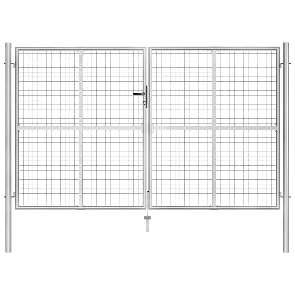 Garden Gate Galvanised Steel Silver 306 cm 150 cm