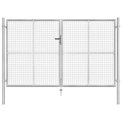 Garden Gate Galvanised Steel Silver 306 cm 150 cm