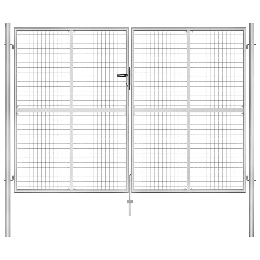 Garden Gate Galvanised Steel Silver 306 cm 175 cm