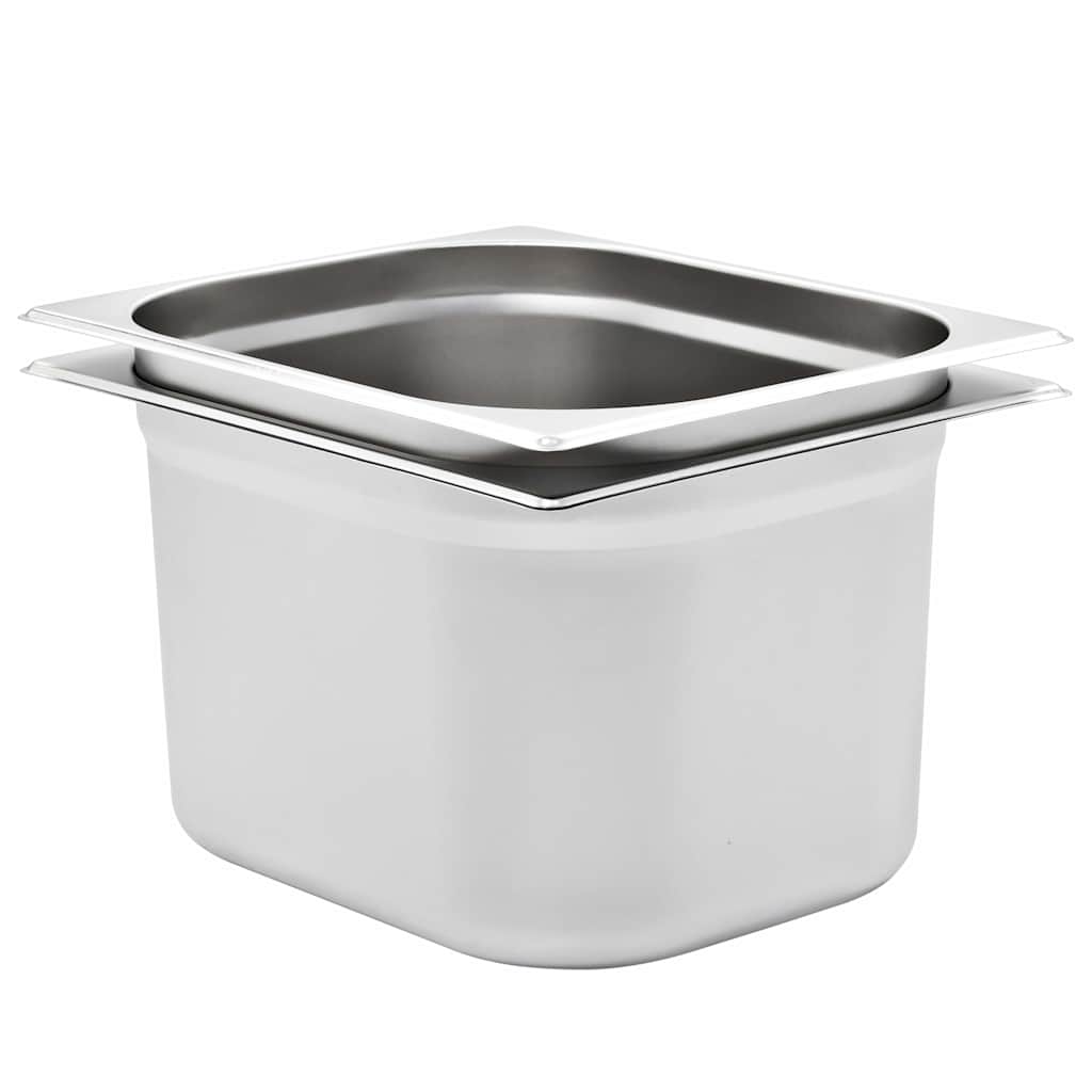 vidaXL Gastronorm Containers 2 pcs GN 1/2 200 mm Stainless Steel 1