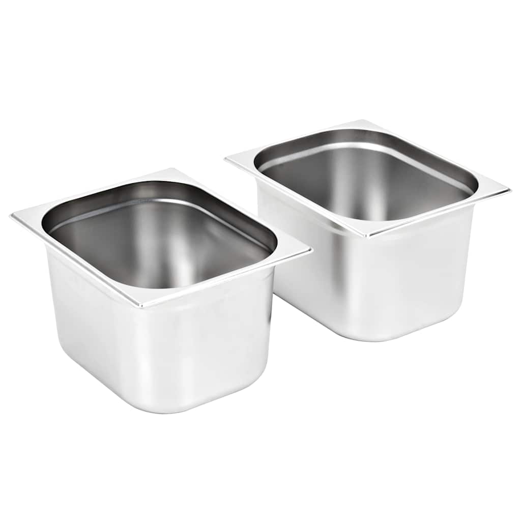 vidaXL Gastronorm Containers 2 pcs GN 1/2 200 mm Stainless Steel 2
