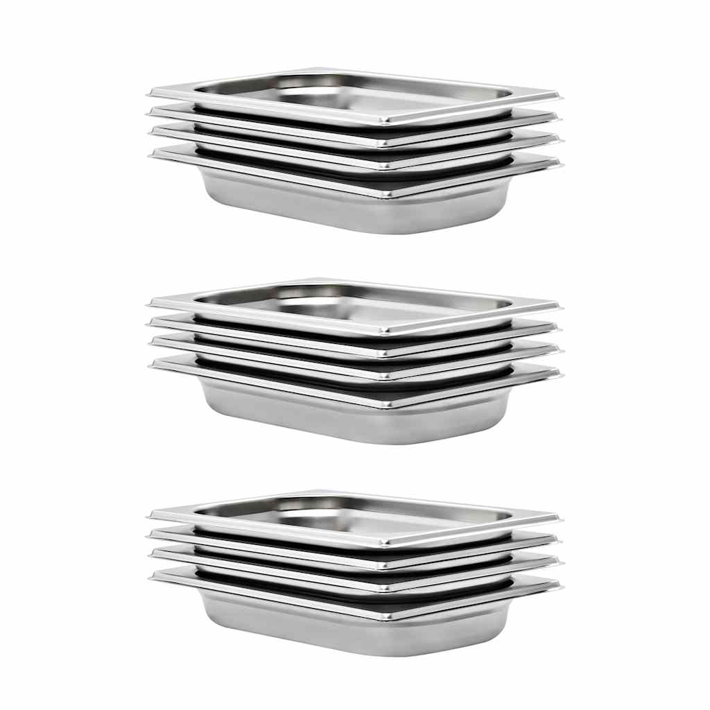 vidaXL Gastronorm Containers 8 pcs GN 1/4 65 mm Stainless Steel