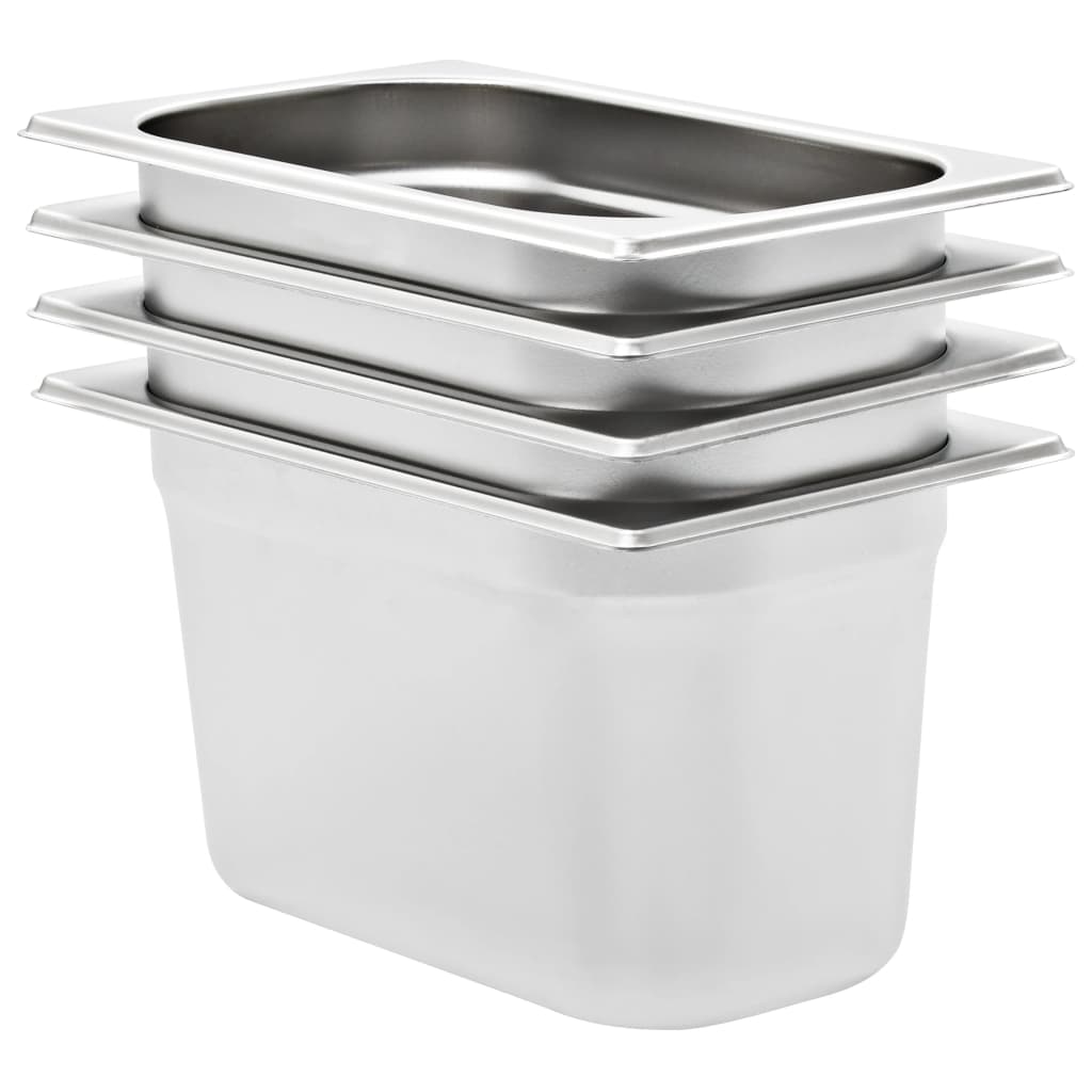 vidaXL Gastronorm Containers 4 pcs GN 1/4 150 mm Stainless Steel 1