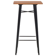 vidaXL Bar Table Black 60x60x108 cm Solid Pine Wood Steel 2