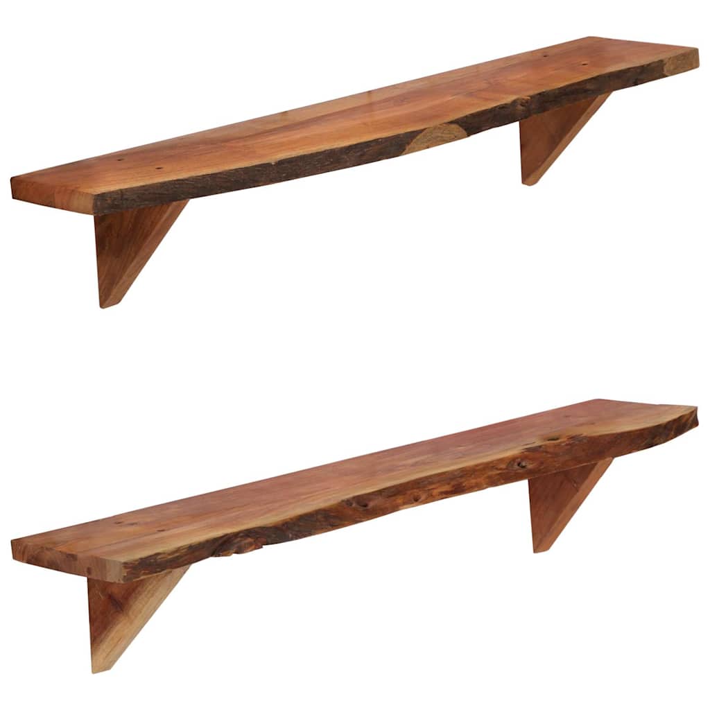 vidaXL Wall Shelf | Set of 2 | Varied wood grain | Solid Acacia Wood | Medium 1