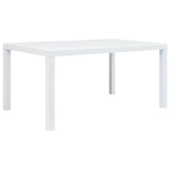 Garden Table Plastic Rattan Look White 150 cm 90 cm