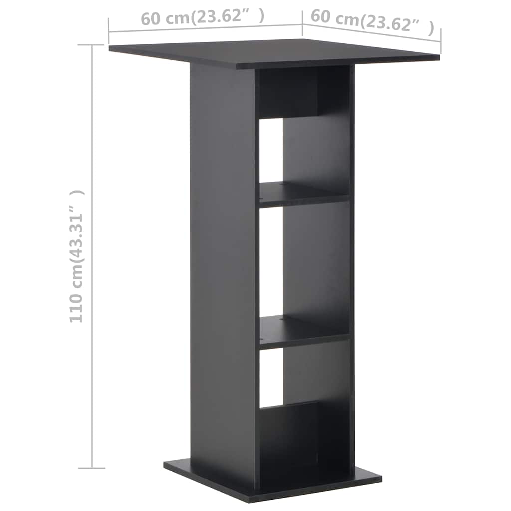 vidaXL Bar Table | Black | Engineered wood | Tall | Sleek | Bar Table | Square 6