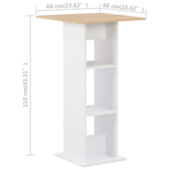 vidaXL Bar Table White and Sonoma Oak 60x60x110 cm 6