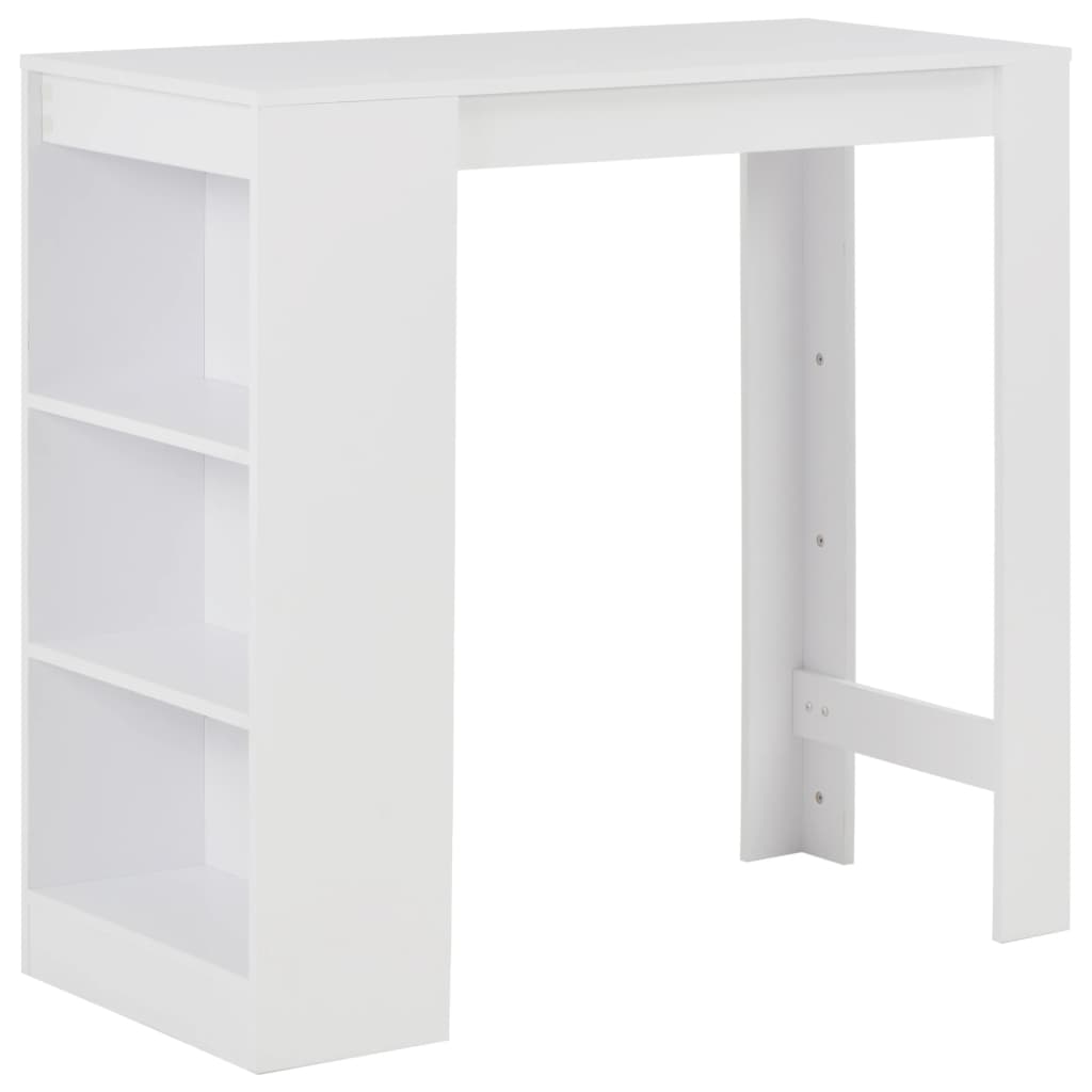 vidaXL Bar Table with Shelf White 110x50x103 cm 1