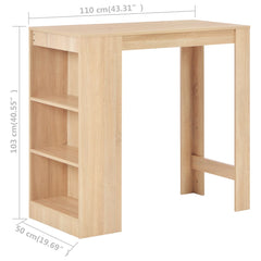 vidaXL Bar Table with Shelf Oak 110x50x103 cm 6
