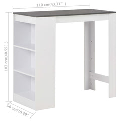vidaXL Bar Table with Shelf White 110x50x103 cm 6