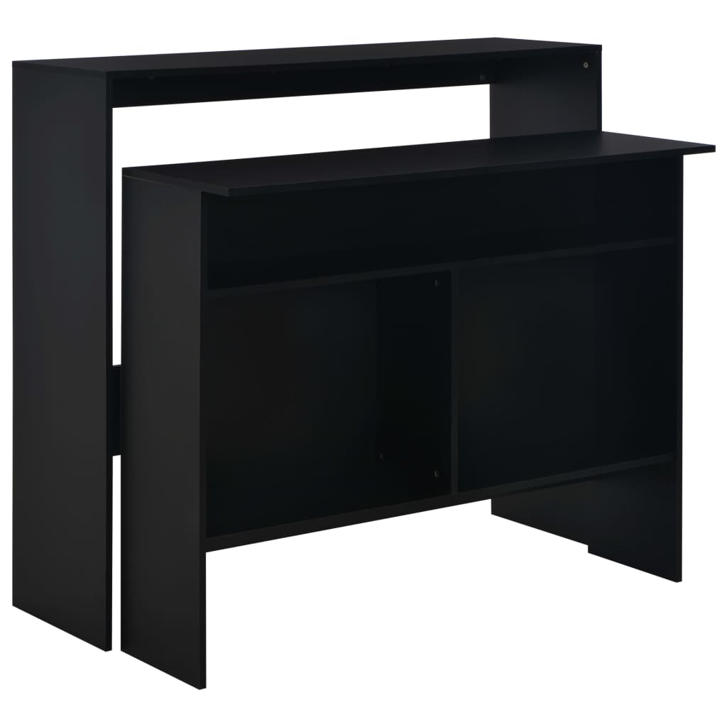 vidaXL Bar Table with 2 Table Tops Black 130x40x120 cm 1
