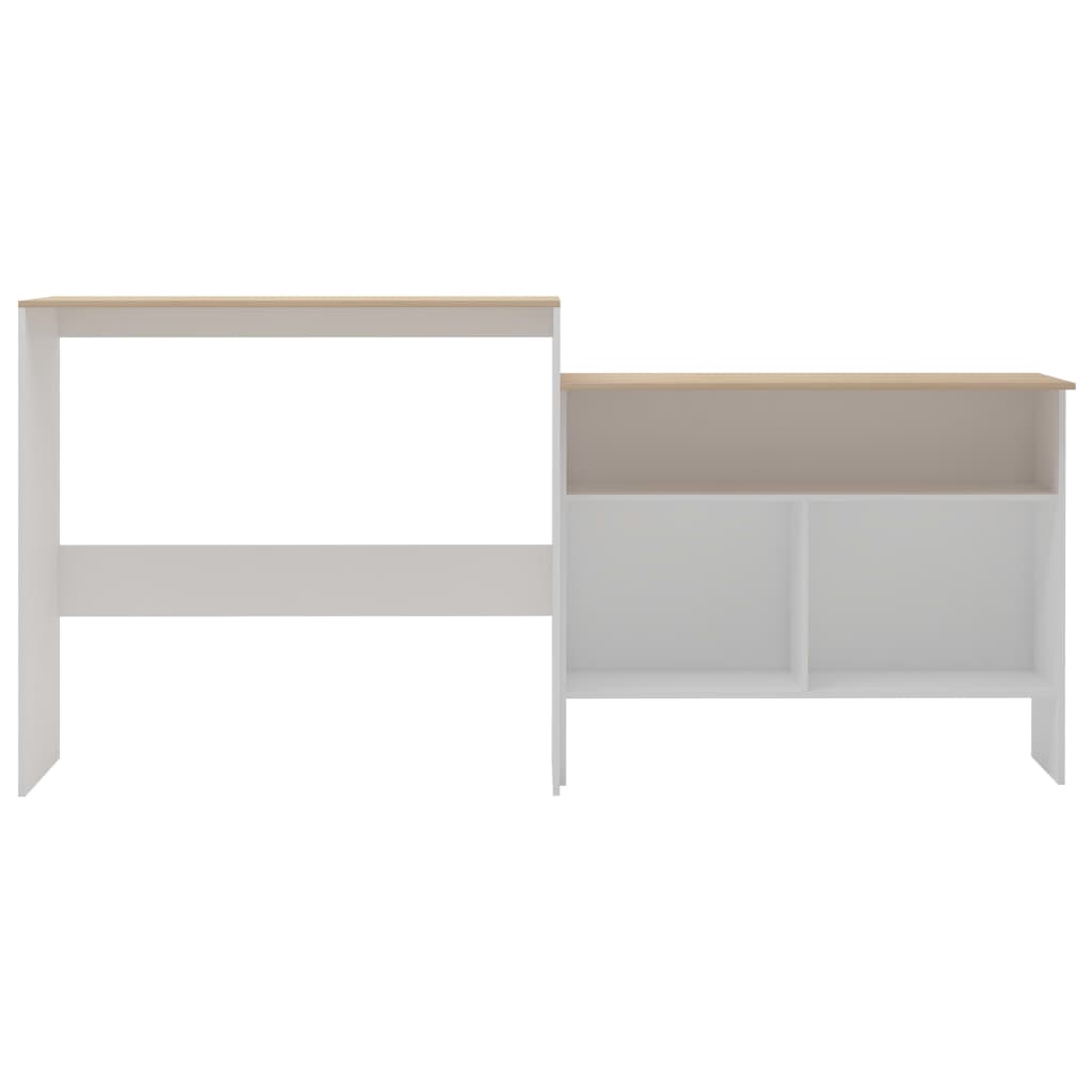 vidaXL Bar Table with 2 Table Tops White and Oak 130x40x120 cm 3