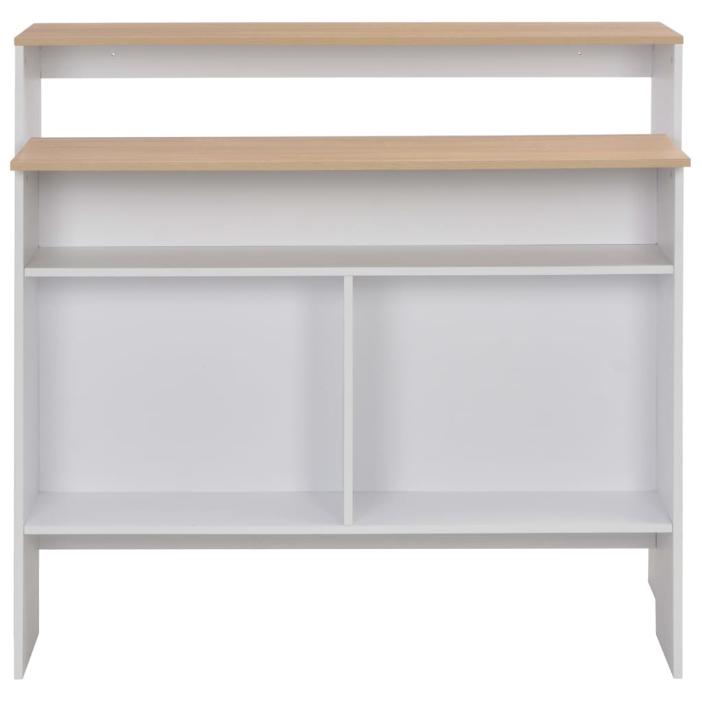 vidaXL Bar Table with 2 Table Tops White and Oak 130x40x120 cm 5