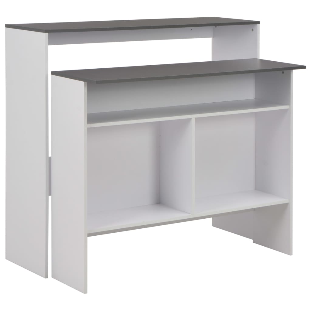 vidaXL Bar Table with 2 Table Tops White and Grey 130x40x120 cm 1