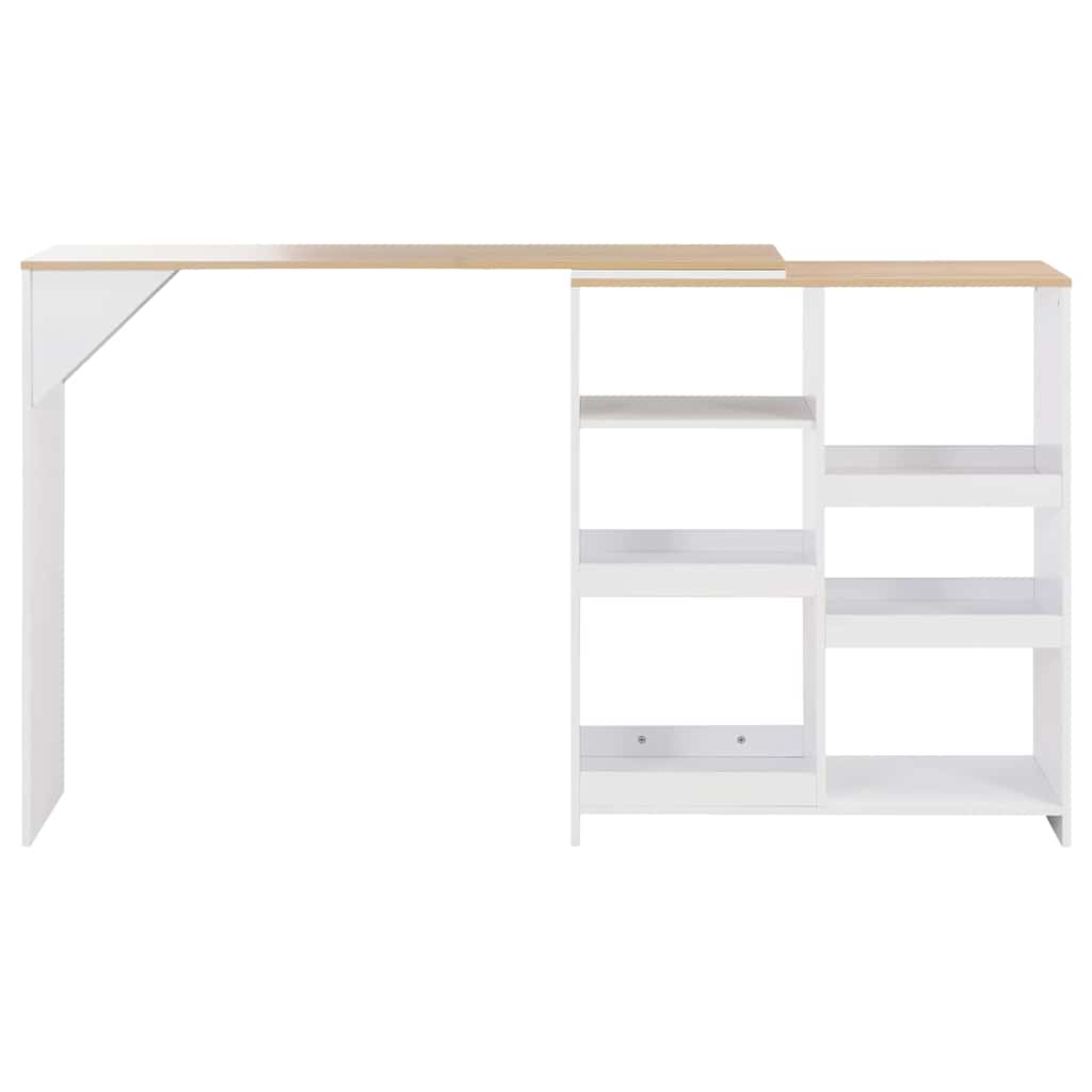 Bar Table with Moveable Shelf 138x39x110 cm White and brown