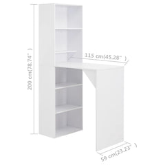 vidaXL Bar Table with Cabinet White 115x59x200 cm 6