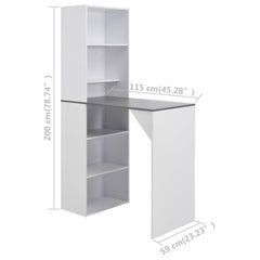 vidaXL Bar Table with Cabinet White 115x59x200 cm 6