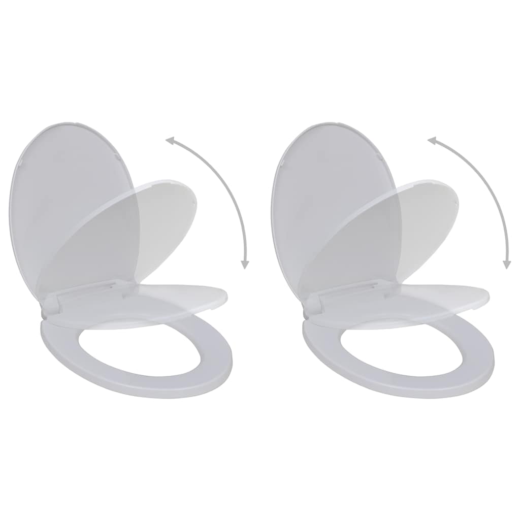 vidaXL Toilet Seats with Soft Close Lids 2 pcs Plastic White 1