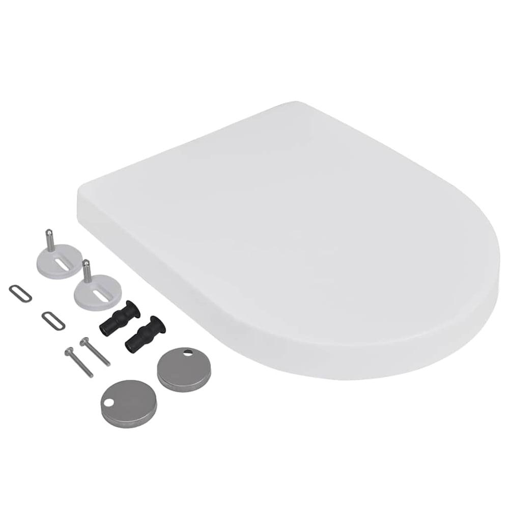 vidaXL Toilet Seats with Soft Close Lids 2 pcs Plastic White 2