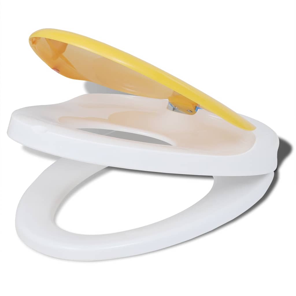 vidaXL Toilet Seats with Soft Close Lids 2 pcs Plastic White and Yellow 3