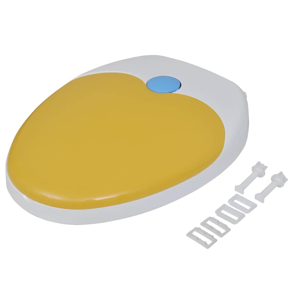 vidaXL Toilet Seats with Soft Close Lids 2 pcs Plastic White and Yellow 4