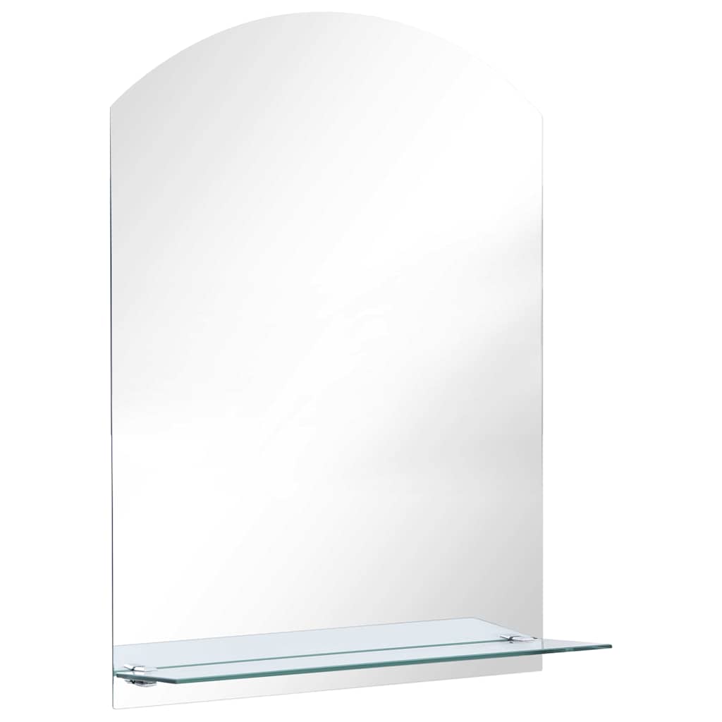 Wall Mirror with Shelf Tempered Glass 50 cm 70 cm Oval