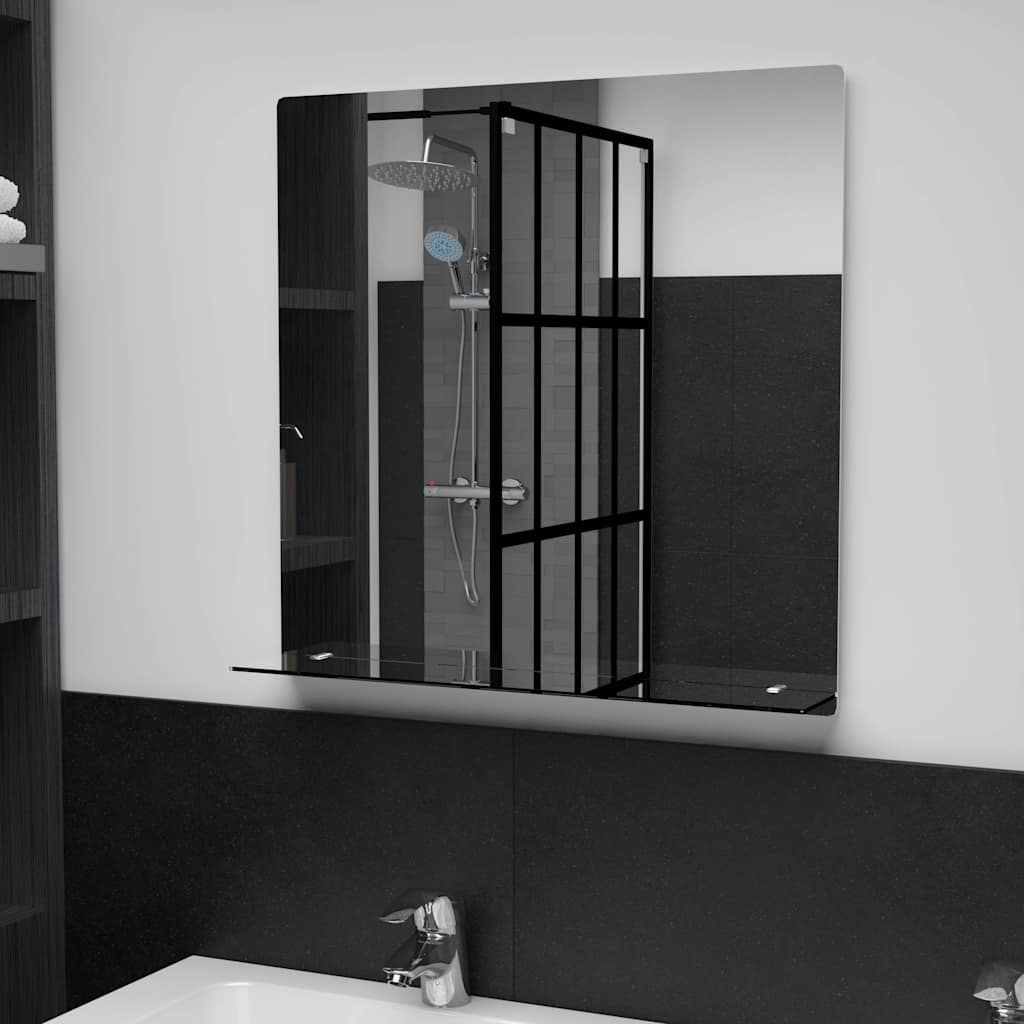vidaXL Wall Mirror with Shelf 60x60 cm Tempered Glass 1