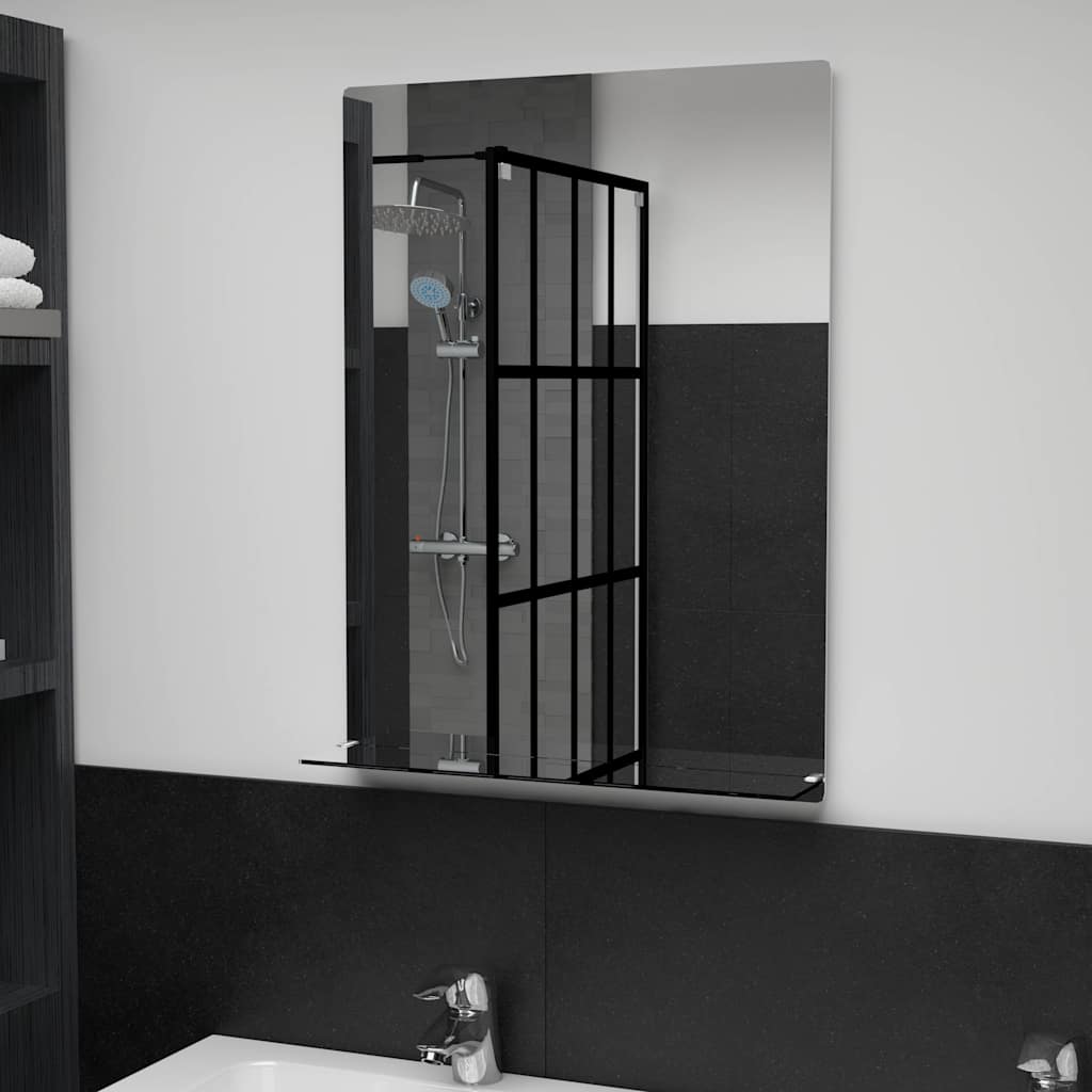 vidaXL Wall Mirror with Shelf 50x70 cm Tempered Glass 1