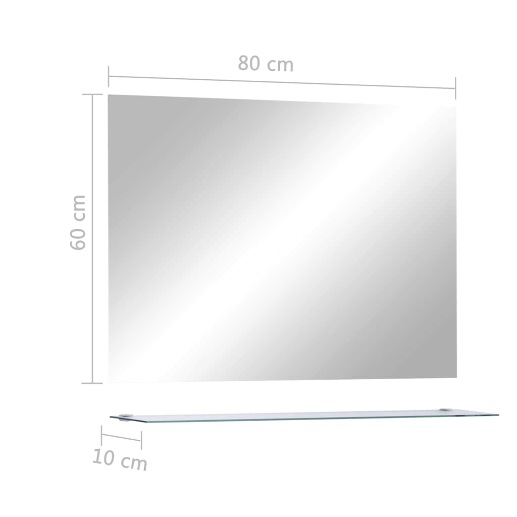 vidaXL Wall Mirror with Shelf 80x60 cm Tempered Glass 6