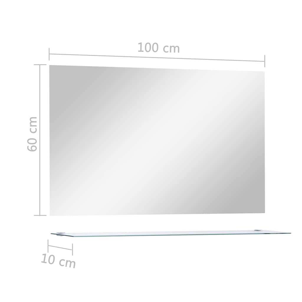 vidaXL Wall Mirror with Shelf 100x60 cm Tempered Glass 6