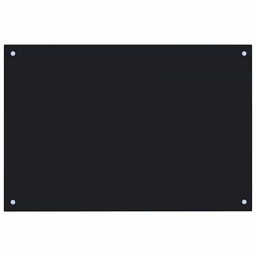 vidaXL Kitchen Backsplash Black 90 x 60 cm Tempered Glass 2