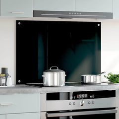 vidaXL Kitchen Backsplash Black 90 x 60 cm Tempered Glass 3