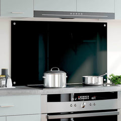 vidaXL Kitchen Backsplash Black 100 x 60 cm Tempered Glass 3