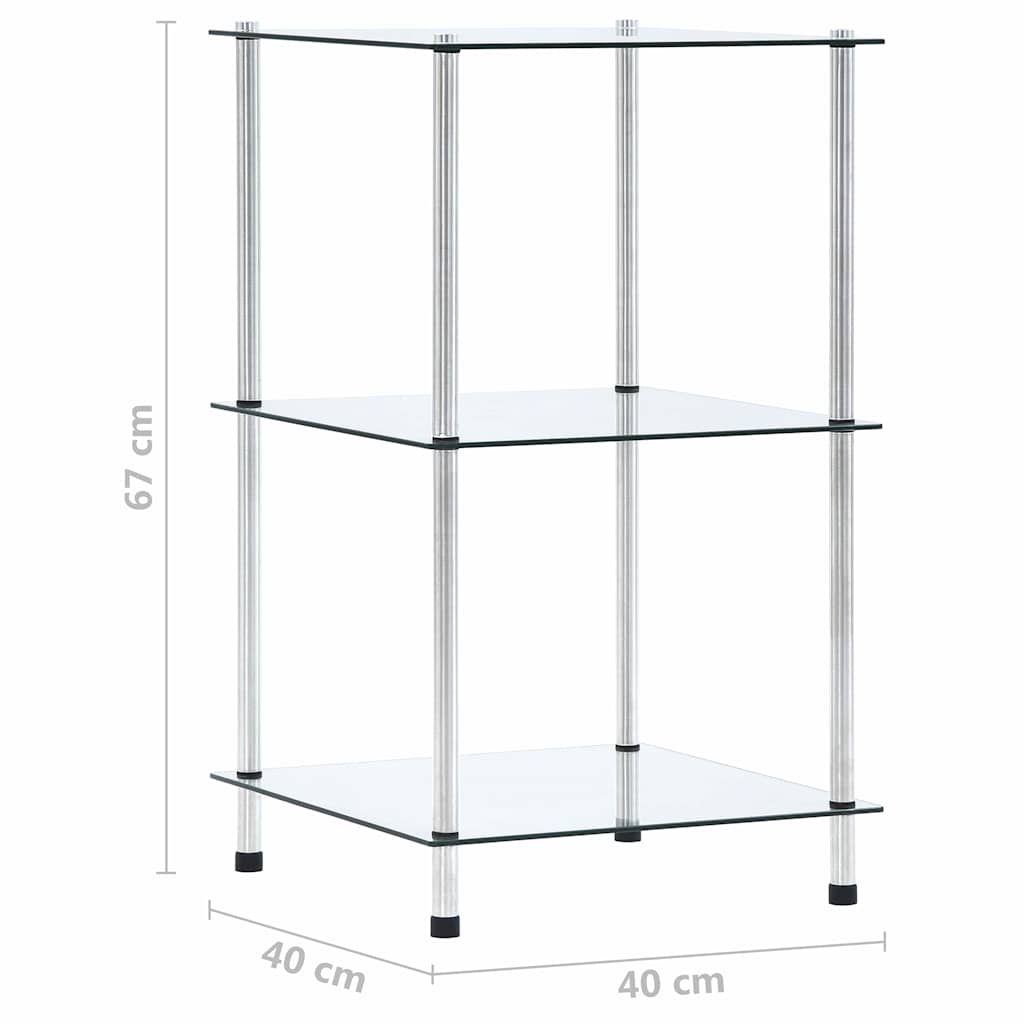 vidaXL Shelf | Clear | Tempered glass, Stainless steel | Small | Display Shelf 5