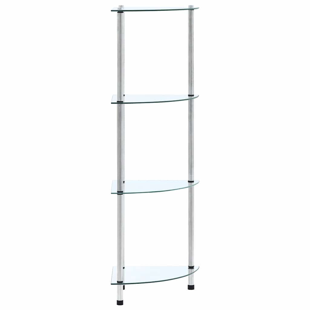 vidaXL Shelf | Transparent | Tempered Glass and Stainless Steel | 30x30x100 cm 1