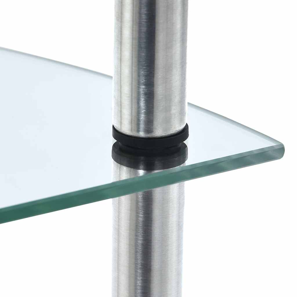 vidaXL Shelf | Transparent | Tempered Glass and Stainless Steel | 30x30x100 cm 4