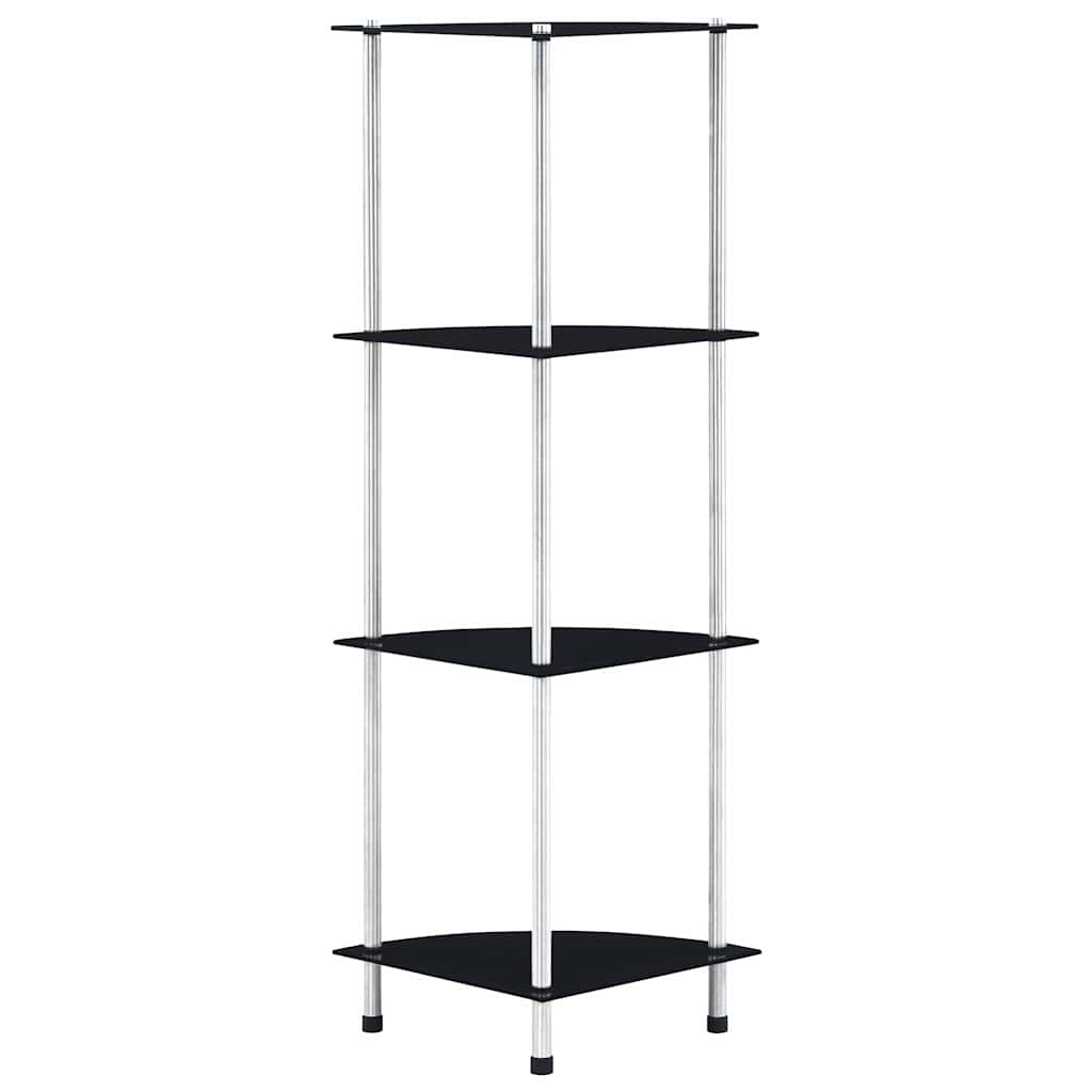 vidaXL Shelf | Black | Tempered glass, Stainless steel | 30x30x100 cm | Shelf 1