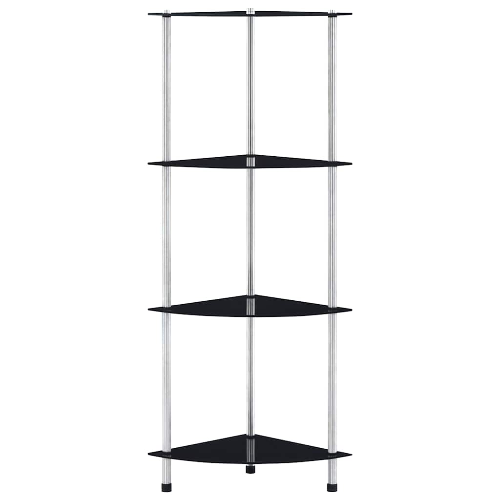 vidaXL Shelf | Black | Tempered glass, Stainless steel | 30x30x100 cm | Shelf 2
