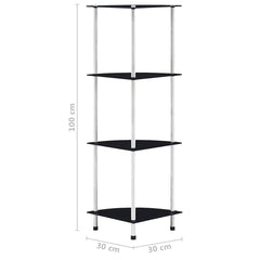 vidaXL Shelf | Black | Tempered glass, Stainless steel | 30x30x100 cm | Shelf 6
