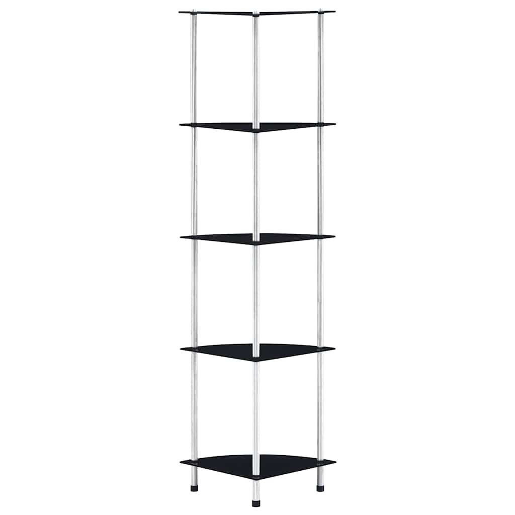 vidaXL 5-Tier Shelf Black 30x30x130 cm Tempered Glass 1