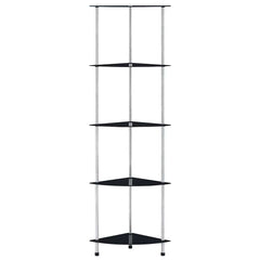 vidaXL 5-Tier Shelf Black 30x30x130 cm Tempered Glass 2
